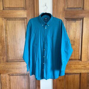 Izod Blue Button-Down Shirt All-Over Stretch Relaxed Fit Size XL